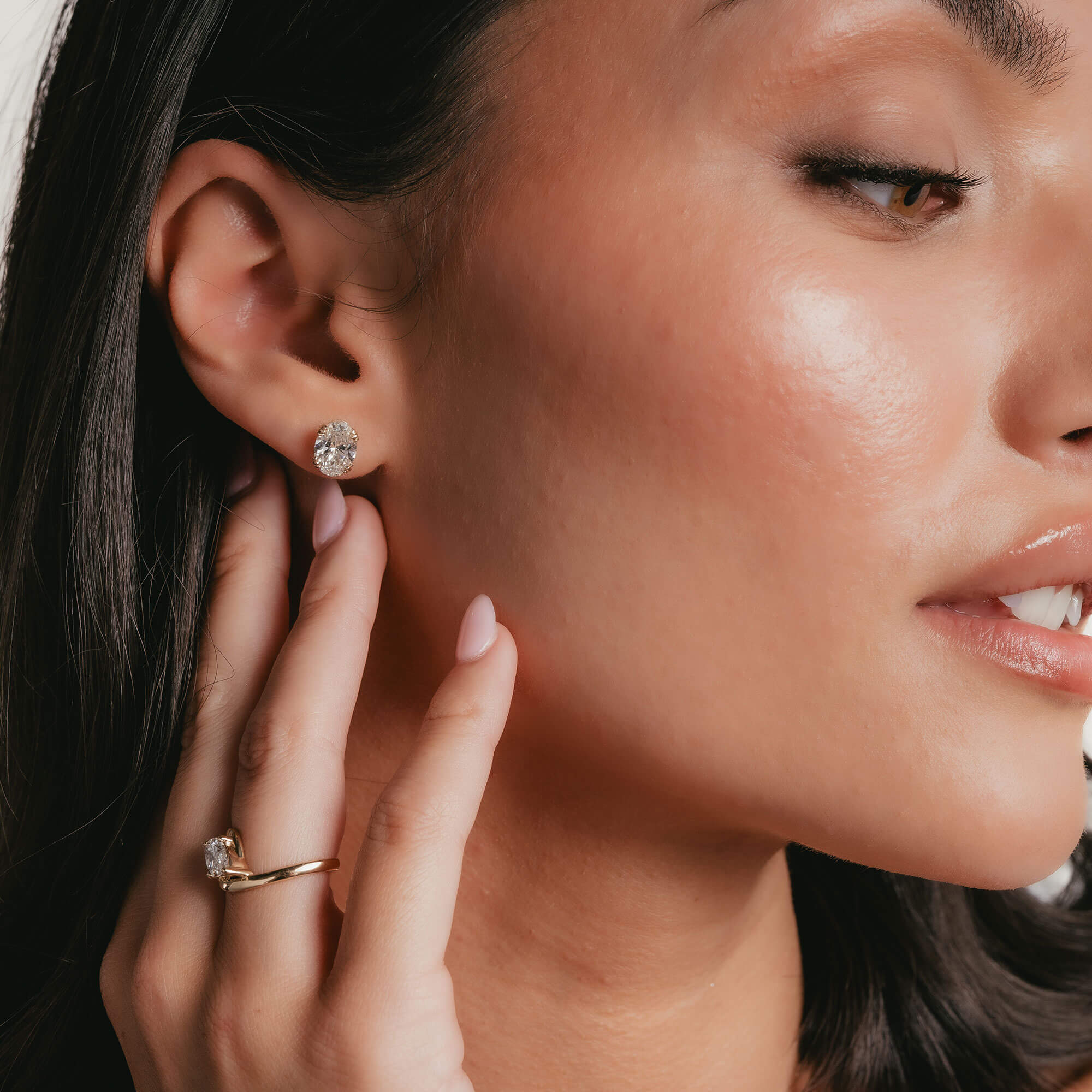 Camille – Oval Diamond Studs VS1 F